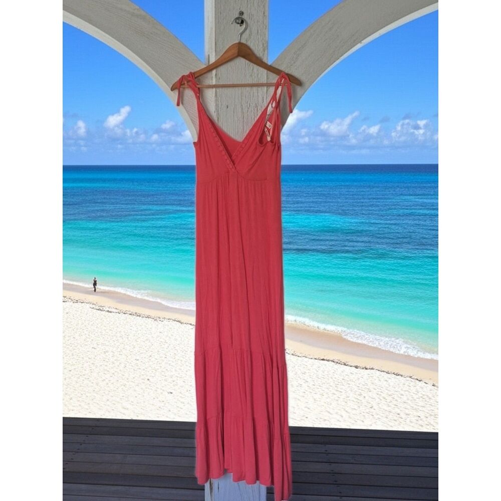 Mi A Mi Soft Coral Cotton Rayon Maxi Dress L | NWOT Breezy Nantucket Sundress